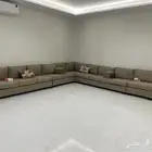كنب حرف ال اللون بيج وكنب ارضي