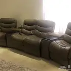 كنب ريكلاينر recliner كهربائي جلد 4 مقاعد