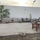 كنب خشب خارجي وجلسات خارجية