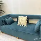 كنب قطعتين كبيره جديد نظيف مرا مرا لونه اخضر