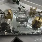 طقم كريستال ضيافه فضي وذهبي