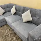 طقم كنب تركي متين لون رمادي استخدام قليل جدا عدد 12 قطعة