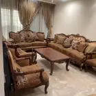 طقم 5 قطع كنب كلاسيكي خشب محفور مع طاولات