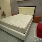 سرير كينغ جلد و خشب زان مليان اصلي مع كامل ملحقاته