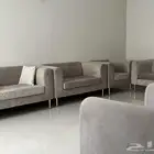 كنب جديد نضيف مفصل تفصيل قماش شاموه مع 6 مخدات 13 نفر