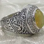 خاتم فضه بفص أوبال طبيعي