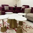كنب نظيف جدا  9 اشخاص مع الستاره وطاولات خمس قطع وزوليه 2في3