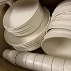 طقم أواني بلاستيك من ألياف القمح الطبيعي صحون