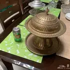 صحن تقديم تمر نحاس بغطاء كبير