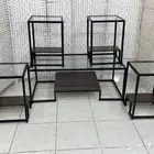 طاولة خدمة حديد  خشب زجاج