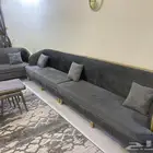 كنب صاله 4 في 5 لون رمادي مع أطراف ذهبي مع الفرشه 2 في 3