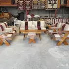 جلسات خارجية كراسي خشب طقم كراسي حديد جلسات شعبية كنب تراثي