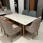 طاولة طعام رخام مع 6 كراسي