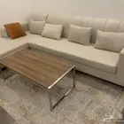 طقم كنب حرف L مع مفرشة وطاولة