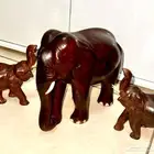 Wooden Elephant family pair showpiece