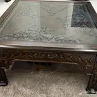 طاولات ضيوف صالون بني خشب ممتاز 3 قطع