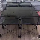 طاولة قزاز كبيرة مع 4 طاولات خدمة