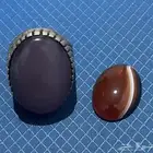 خاتم فضه مع عقيق يمني فص مزعفريمني