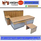 جديد طقم مكتب مدير و مكاتب متكامل جلد رصاصي و مكتب سكرتارية