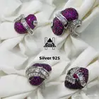 خواتم فضه نسائية فاخرة عيار 925 مرصعة بزركون وردي وابيض فاخر