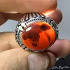 خاتم فضة بحجر عقيق يماني مصور