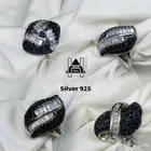 خواتم فضة نسائية راقية عيار925 مطعمة بفصوص اسود وابيض فاخرة