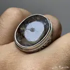 خاتم فضة بحجر مميزة عسلي مسماري