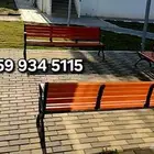 مقاعد حدائق ومقاعد خارجية مصنوعة من شرائح خشبية صلبة وإطار