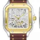 متجر_كاتشي ساعة بروشا رجالية ضد الموية جلد شكل كارتير مكشوف