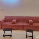 كنب لحريم 7 كبير مع زاوية 8 قطع 7 طاولة زجاج 9 تكاية