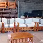 جلسات خارجي طقم سبع انفار خشب سويدي قماش سوري
