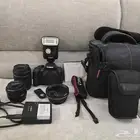 كاميرا كانون 700D مع فلاش خارجي و3 عدسات