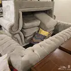 كنب شبه جديد للبيع لأعلى سوم مع جلسه خارجيه مجانا للجادي