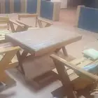 جلسة خشب 3 كرسي وكنبة وطاولة