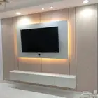 خلفيه شاشه شيبورد مع شاشه خشب مع رف خشب مشاءالله