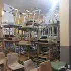 كراسي وماسات مدارس اللون اخضر الحاله مستعمله البيع للكميات