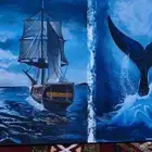 رسمة سفينة وحوت