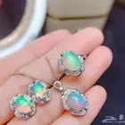 طقم فضة استرلينى نسائى جديد عيار 925 محلى بالاوبال الطبيعى