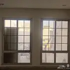 عدد 2 شباك - نافذه - نوافذ المنيوم لون بيج مستورد