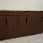 طقم طاولة 8 كراسي مع بوفيه وخزانة