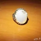 خاتم فضه بحجر عقيق يماني ابيض جدا جدا جدا جدا جميل