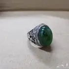 خاتم فضه جاد بورمي غير صافي اخضر طبيعي ع الشرط