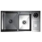 حوضين مجلى مطبخ 95 50 نانو اسود