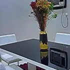 طاولة طعام سطح اسود زجاج مع 4 كراسي للبيع