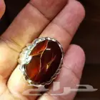 خاتم عقيق يماني مزعفر فل .. فضة 925 فخم .. فخم