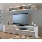 طاوله تلفاز ابيض ورمادي