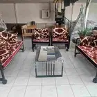 جلسات الخارجية حديد جوانب خشبي