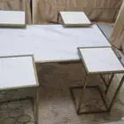 طاوله رخام مع حديد طقم كامل العدد 5