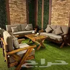 جلسات خارجيه طقم سبعه اشخاص حديد وخشب
