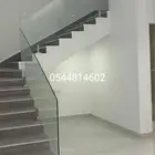 درابزين سلم من الزجاج 12مم سيكوريت تركيب جانبي